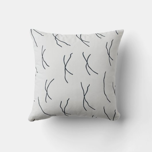 Midnight Garden Light Grey Abstract Sketchy Lines クッション (裏面)