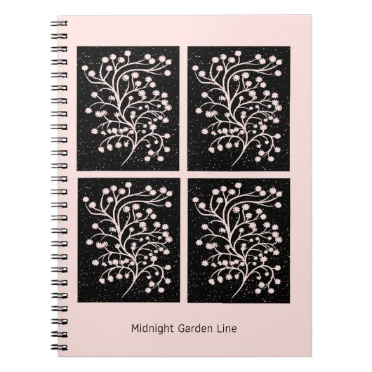 Midnight Garden Line Soft Pink ノートブック (正面)