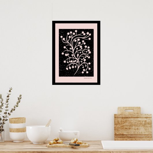 Midnight Garden Line Soft Pink ポスター (キッチン)