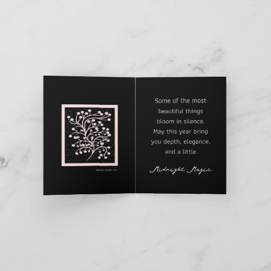 Midnight Garden Line Soft Pink Birthday カード (内部)