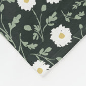 Midnight Garden Modern Farmhouse Daisy Pattern フリースブランケット (角)