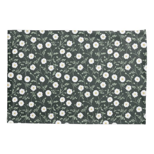 Midnight Garden Modern Farmhouse Daisy Pattern 枕カバー (裏面)