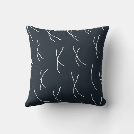 Midnight Garden Navy Abstract Sketchy Lines クッション (裏面)