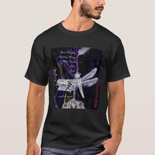 Midnight Garden Society Dragonfly Wildflowers Natu Tシャツ (正面)