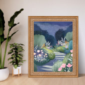 Midnight Garden | Watercolor Floral Path ポスター