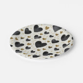 Midnight Glamour Watercolor & Gold Hearts ペーパープレート (アングル)