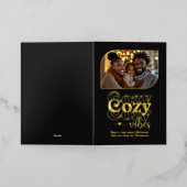 Midnight Glow Cozy Vibes Christmas Photo 箔シーズンカード (外側レイダウン)