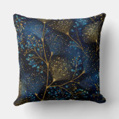 Midnight Gold Botanical Throw Pillow クッション (裏面)