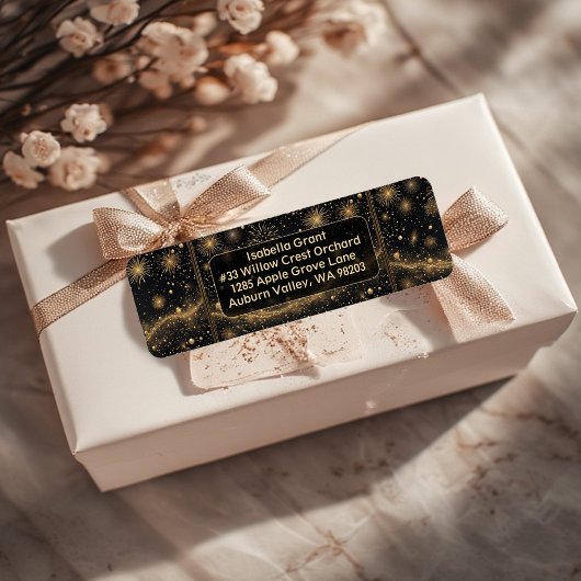 Midnight Gold Champagne Dream Return Address Label ラベル