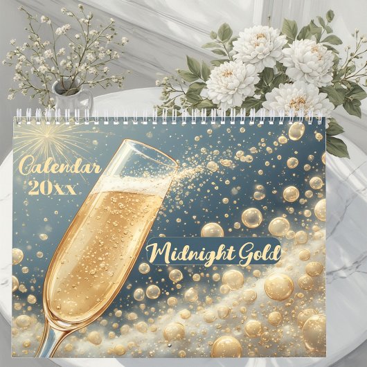 Midnight Gold Champagne Dreams Funky Quotes Modern カレンダー