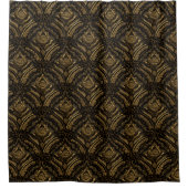 Midnight Gold Damask Elegance シャワーカーテン (正面)