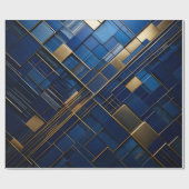 Midnight Gold Deco: Luxurious Navy Blue Geometric ラッピングペーパー (フラット)