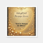 Midnight Gold Faux Champagne Dream Bubbly New Year スタンダードカクテルナプキン (正面)