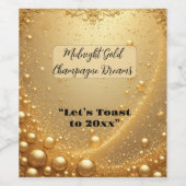 Midnight Gold Faux Champagne Dream Bubbly New Year ワインラベル (シングルラベル)