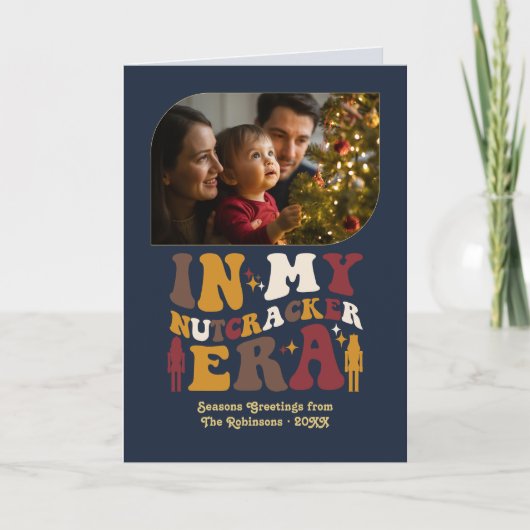 Midnight Gold Fun Retro Christmas Photos シーズンカード (正面)