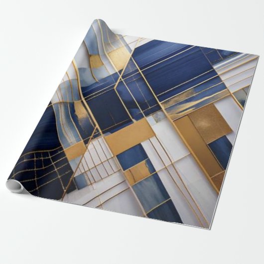 Midnight Gold Lines – Elegant , Modern & Geometric ラッピングペーパー (アンロールド)