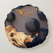 Midnight Gold Liquid Marble ラウンドクッション (裏面)