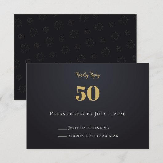 Midnight Gold Milestone RSVP Cards (正面/裏面)