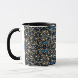 Midnight & Gold Royal Islamic Geometric Mosaic Mug マグカップ