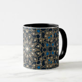Midnight & Gold Royal Islamic Geometric Mosaic Mug マグカップ (正面右)