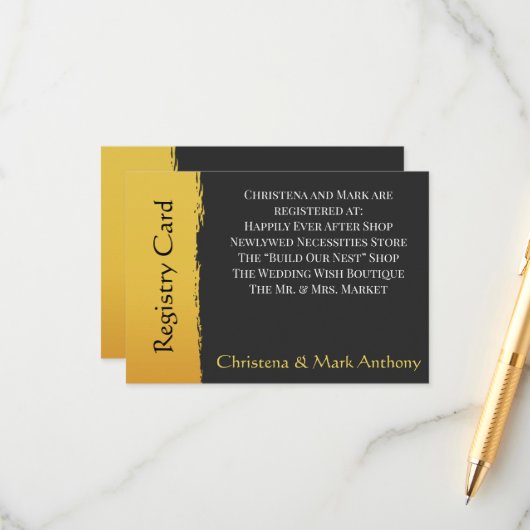 Midnight Gold Wedding Registry Enclosure Cards エンクロージャーカード (正面/裏面インサイチュ)