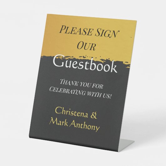 Midnight Gold Wedding Sign Our Guestbook Sign 台座サイン (正面)