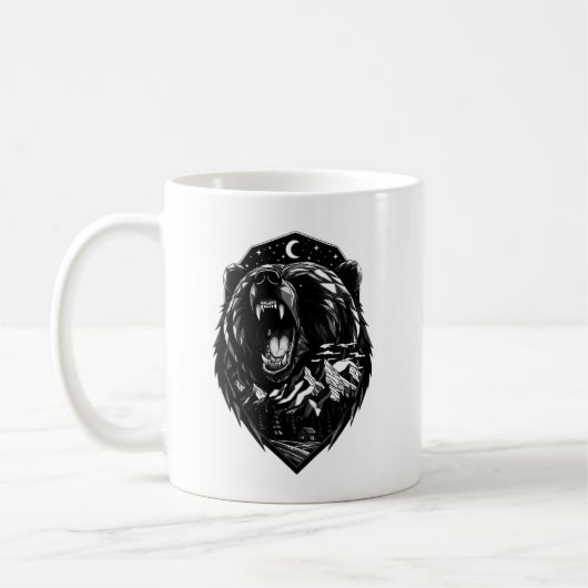 Midnight Grizzly Bear Mountain Silhouette Mug コーヒーマグカップ (左)