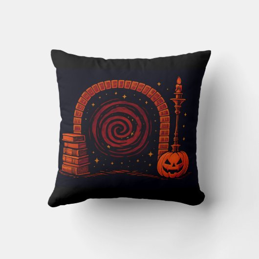 Midnight Hearth Medieval-Orange and black クッション (裏面)