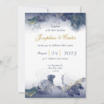 Midnight Ink & Gold Wedding Invitation