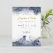 Midnight Ink & Gold Wedding Invitation 招待状 (スタンド正面)