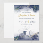 Midnight Ink & Gold Wedding Invitation 招待状 (正面/裏面)