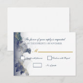 Midnight Ink & Gold Wedding RSVP Cards (正面/裏面)