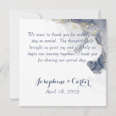Midnight Ink & Gold Wedding Thank You Cards サンキューカード (裏面)