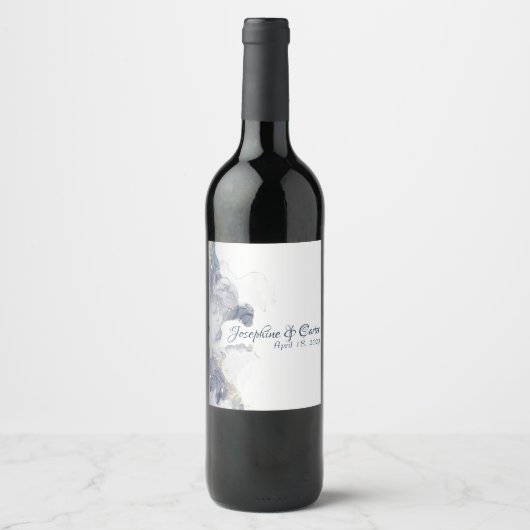 Midnight Ink & Gold Wedding Wine Labels ワインラベル (正面)