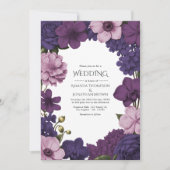 Midnight Iris, Velvet Plum & Dusty Petal Wedding 招待状 (正面)