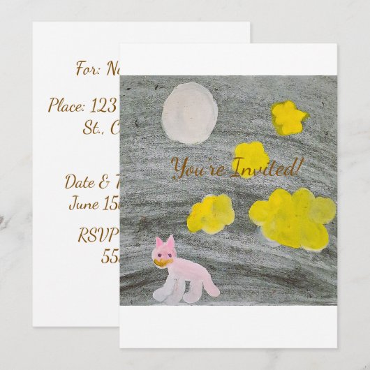 Midnight Kitty Adventure_Invitation Card 招待状 (正面/裏面)