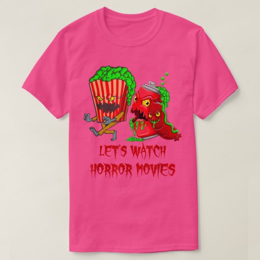 Midnight Letはホラー映画を見るハロウィーンPopc Tシャツ (デザイン正面)
