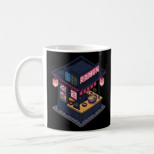 Midnight Lofi Pixel Art Ramen Shop コーヒーマグカップ (左)