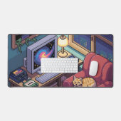 Midnight Lofi Pixel Art Retro Room Desk Mat デスクマット (キーボード&マウス)