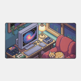 Midnight Lofi Pixel Art Retro Room Desk Mat デスクマット