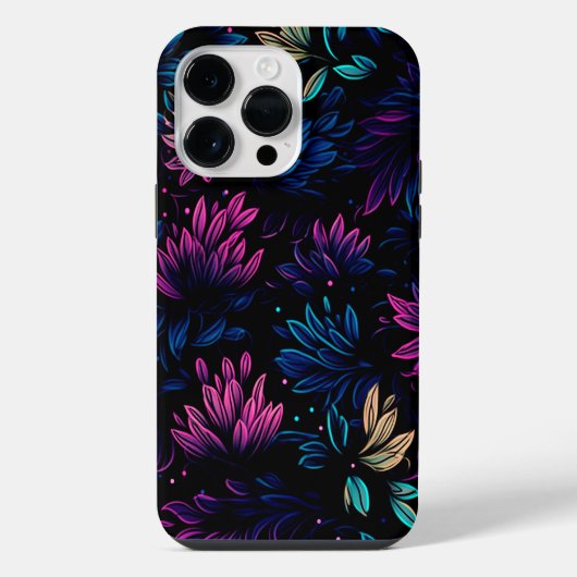 MIDNIGHT LUMINOUS FLOWER DESIGN iPhoneケース (裏面)
