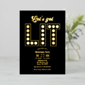 Midnight Luxe Let’s Get Lit Retro Christmas Party 箔招待状 (立ち正面)