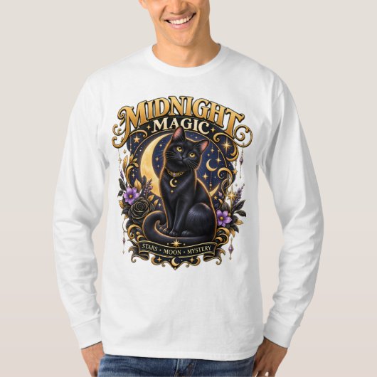 Midnight Magic 黒猫Tシャツ｜ Tシャツ (正面)