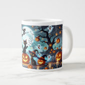 Midnight Magic: Black Cats & Pumpkins Halloween ジャンボコーヒーマグカップ (正面右)