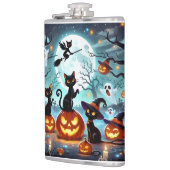 Midnight Magic: Black Cats & Pumpkins Halloween  フラスク (左)