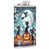 Midnight Magic: Black Cats & Pumpkins Halloween  フラスク (右)