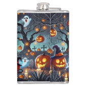 Midnight Magic: Black Cats & Pumpkins Halloween  フラスク (裏面)