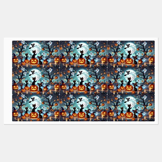 Midnight Magic: Black Cats & Pumpkins Halloween  ラベル (シート)
