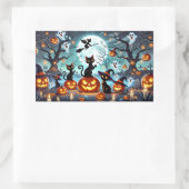 Midnight Magic: Black Cats & Pumpkins Halloween 長方形シール (バッグ)