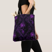 Midnight Majesty Gothic Skull Tote – Purple Baroqu トートバッグ (クローズアップ)